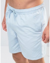 Asos Swim Shorts In Washed Blue Mid Length