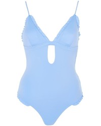 Topshop Frill Plunge Neck Swimsuit