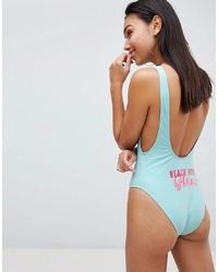 Missguided Slogan Contrast Swimsuit