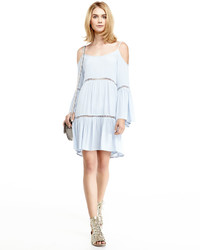 Cirana Cold Shoulder Dress With Lace Trim Blue