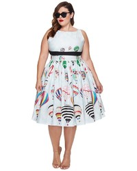 Unique Vintage Plus Size Sleeveless Dolly Swing Dress Dress
