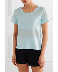 Nike City Dry Paneled Dri Fit Stretch Jersey And Mesh T Shirt Sky Blue