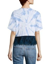 Opening Ceremony Feather Trim Cropped Tie Dye Tee