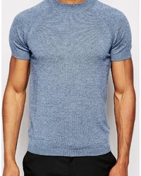 Asos Fitted Fit Knitted T Shirt In Merino Wool Mix
