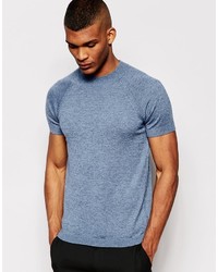 Asos Fitted Fit Knitted T Shirt In Merino Wool Mix
