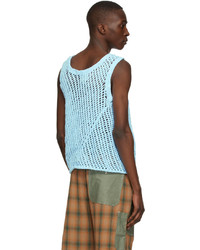 Nicholas Daley Blue Hand Knitted Tank Top