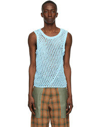 Nicholas Daley Blue Hand Knitted Tank Top