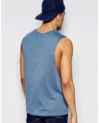 Asos Brand Sleeveless T Shirt With Dropped Armholes In Blue