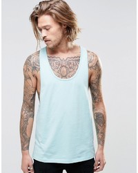 Asos Brand Tank With Extreme Racer Back In Blue