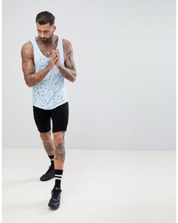 Religion Longline Vest In Blue With Curved Hem And Distressing