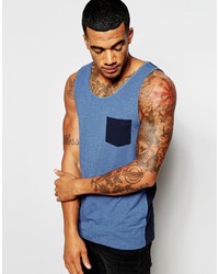 Asos Muscle Tank With Contrast Pocket And Back With Stretch
