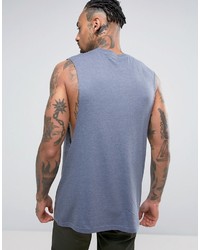 Asos Sleeveless T Shirt With Dropped Armhole In Blue