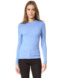 Light Blue Textured Crew-neck Sweater