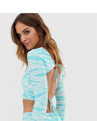 Warehouse Bikini Top With Sleeves In Tie Dye