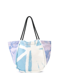 Light Blue Tie-Dye Canvas Tote Bag
