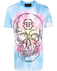 Philipp Plein Tie Dye Skull Logo T Shirt