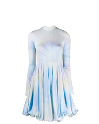 Light Blue Tie-Dye Fit and Flare Dress