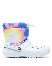 Light Blue Tie-Dye Leather Casual Boots