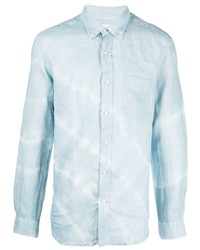 Light Blue Tie-Dye Linen Long Sleeve Shirt