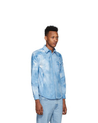 MSGM Blue Poplin Airbrushed Shirt