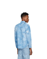 MSGM Blue Poplin Airbrushed Shirt