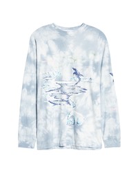JUNGLES The Cold Long Sleeve Cotton Graphic Tee In Blue Tie Dye At Nordstrom
