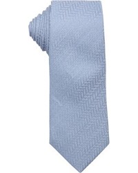 Giorgio Armani Armani Light Blue Blue Herringbone Pattern Linen Tie