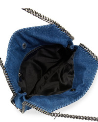 Stella McCartney Falabella Chevron Eco Denim Small Tote Bag Blue