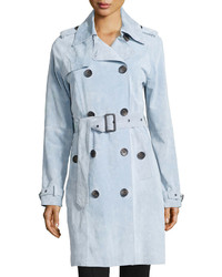 Neiman Marcus Suede Double Breasted Trench Coat