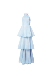 Marchesa Notte Tiered Tulle Halter Gown