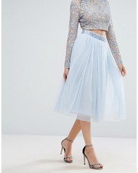 Maya Tulle Midi Skirt With Embellished Waist