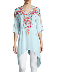 Johnny Was Cleopatra Embroidered Asymmetric Tunic