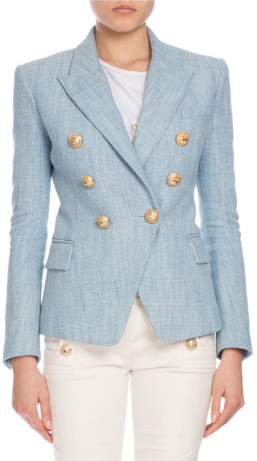 Balmain Double Breasted Tweed Blazer, | Neiman Marcus | Lookastic
