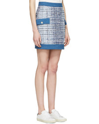 PIERRE BALMAIN Blue Tweed Miniskirt