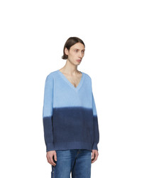 MSGM Blue V Neck Sweater