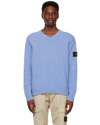 Stone Island Blue V Neck Sweater