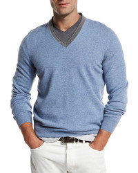 Brunello Cucinelli Contrast Collar Cashmere Sweater