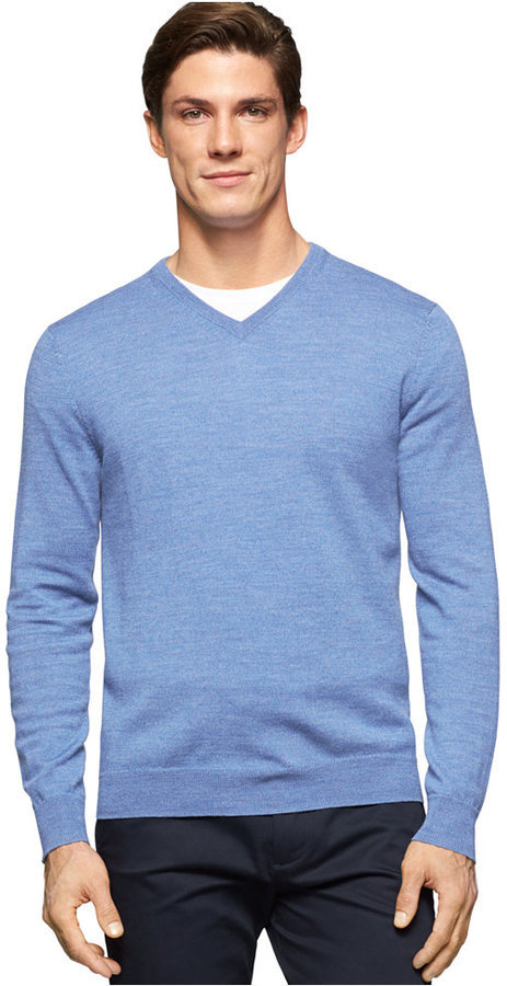 Calvin Klein Merino Wool V Neck Sweater, $89 | Macy's | Lookastic