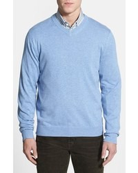 Nordstrom V Neck Cotton Sweater Light Blue Heather Xlt