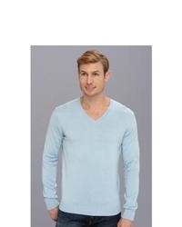 Perry Ellis Ls Cotton Rayon V Neck Sweater Long Sleeve Pullover Dream Blue