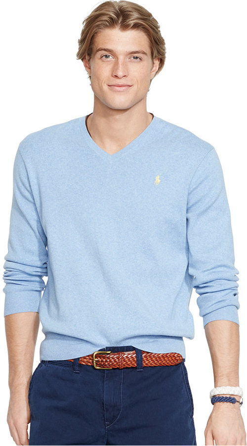 Polo Ralph Lauren Pima V Neck Sweater, $98 | Macy's | Lookastic