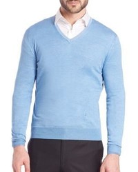 Isaia Silk Cotton V Neck Sweater