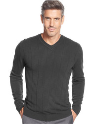 John Ashford Solid Long Sleeve V Neck Sweater
