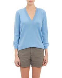 Tomas Maier V Neck Pullover Sweater Blue