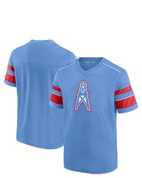 FANATICS Branded Light Blue Houston Oilers Textured Throwback Hashmark V Neck T Shirt