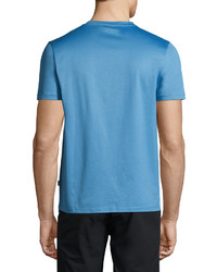 BOSS Cotton V Neck T Shirt Light Blue
