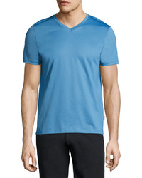 BOSS Cotton V Neck T Shirt Light Blue
