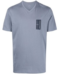 Armani Exchange Logo Patch V Neck T Shirt