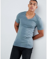 ASOS DESIGN Muscle Fit T Shirt With V Neck In Blue