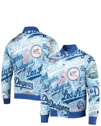 PRO STANDARD Royal Los Angeles Dodgers Allover Print Satin Full Snap Jacket At Nordstrom